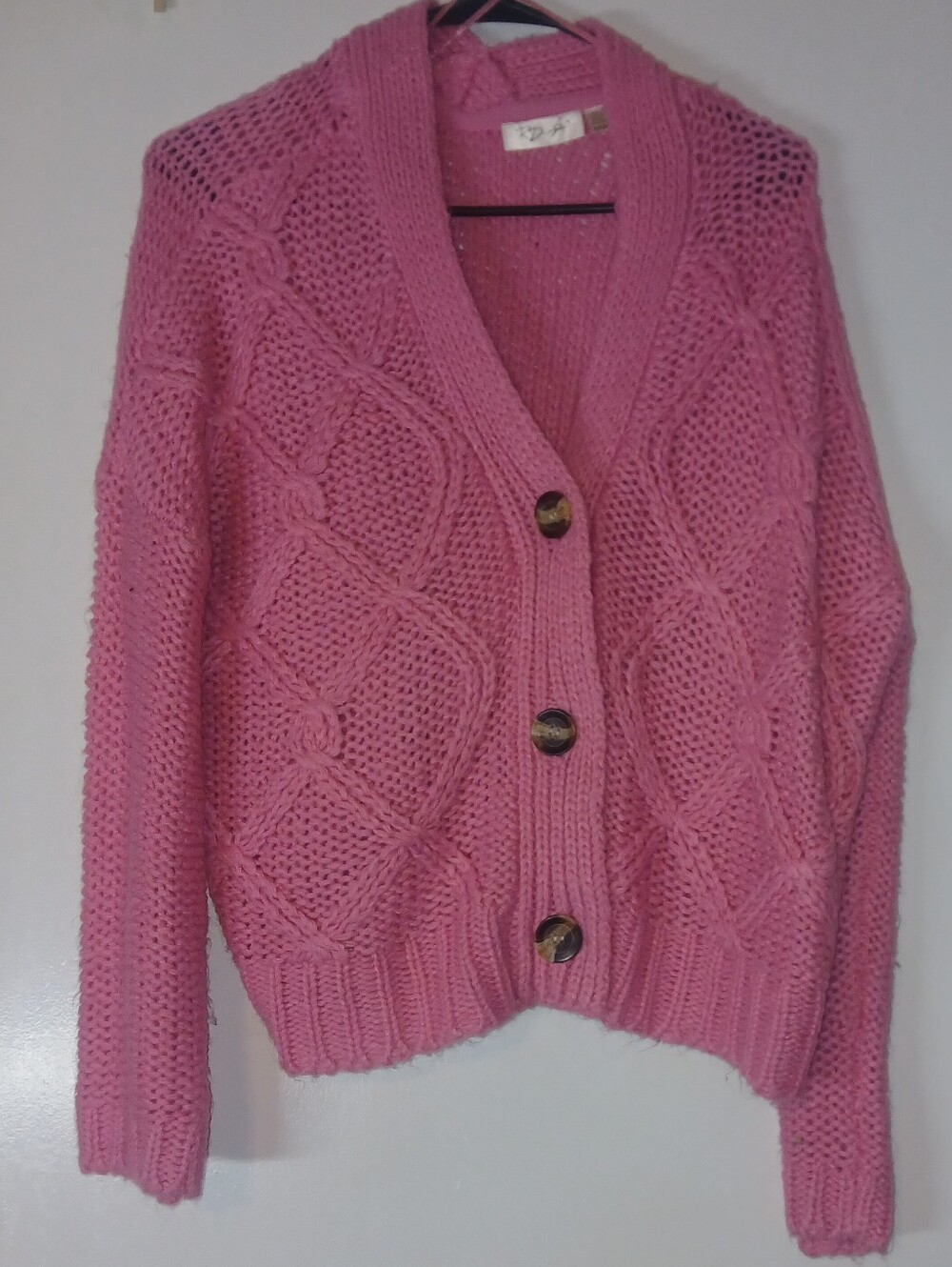 women's Pink Button up over shirt sweater